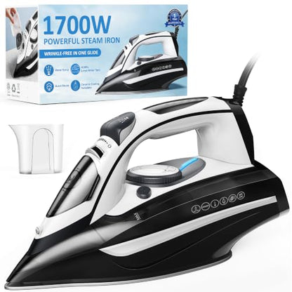 Steam Iron for Clothes with Rapid Heating, 400ml Water Tank & Vertical Steaming
