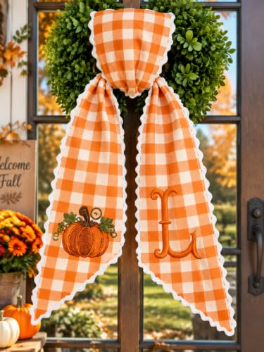 Fall Pumpkin Wreath Sash - Halloween & Autumn Door Decor, 54 Inch, Style 03