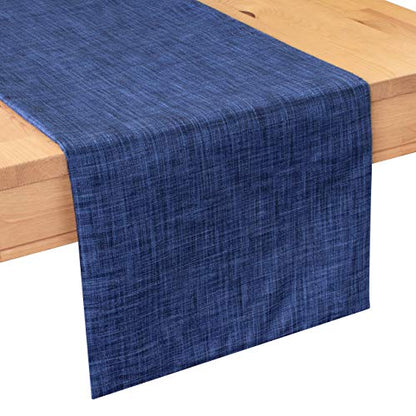 Dark Blue 13x120 Inch Table Runner Fabric Lined for Dining & Wedding Decor - The White Petals