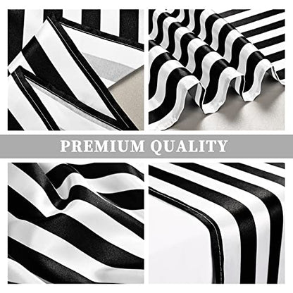 Black & White Striped Table Runner 12x72 Inches - 16 Pack - Elegant Home & Party Decor