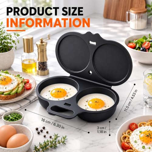 Dual Cavity Microwave Egg Poacher with Lid - Black | 2026 New