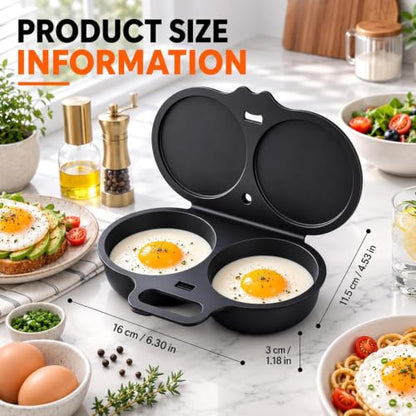 Dual Cavity Microwave Egg Poacher with Lid - Black | 2026 New