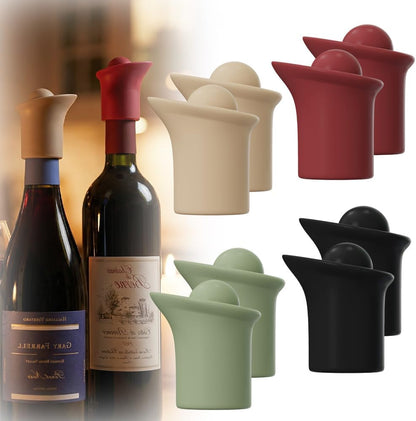 Silicone Wine Stopper for Wine Bottles, Upgraded Reusable Sparkling Wine Bottle Wine Bottle Stopper, Cover Wine Bottle Caps for Champagne Beer Home Kitchen Bars Use (A-8Pcs)