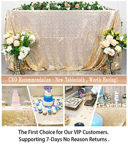 Sequin Tablecloth 90x132 Inch Light Gold Rectangular Glitter Wedding Cover