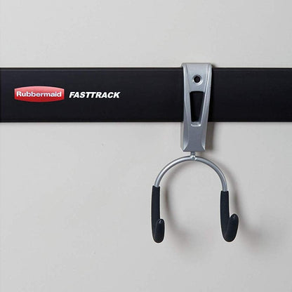 Rubbermaid FastTrack Garage Hook Organizers - Powder Coated Metallic for Ladders, Tools & Bikes (4 Pack)