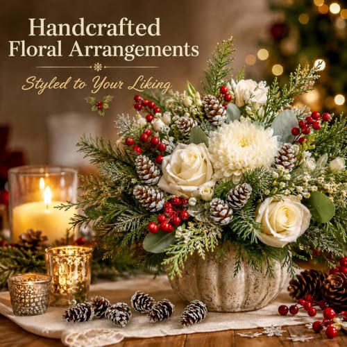 Artificial Pine Cones Frosted Winter Decor 100PCS 0.98in for Holiday & Crafts