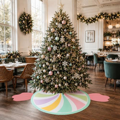 Candy Christmas Tree Skirt 48 Inch Pastel Candyland Holiday Decor - Multicolor