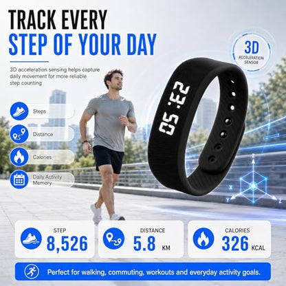 Black Vibrating Alarm Wristband for Heavy Sleepers – Silent Wake-up Watch, Fitness Reminder