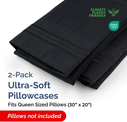 Queen Pillow Cases by [Brand Name] - Ultra Soft Hotel Quality Covers | Wrinkle-Free & Stain Resistant - 2 Piece Set in Black