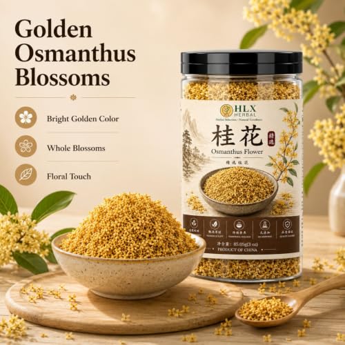Dried Osmanthus Flowers - Edible Golden Blossom Tea & Baking Ingredient, 3oz