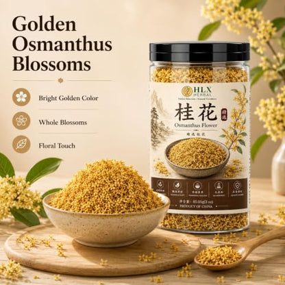 Dried Osmanthus Flowers - Edible Golden Blossom Tea & Baking Ingredient, 3oz