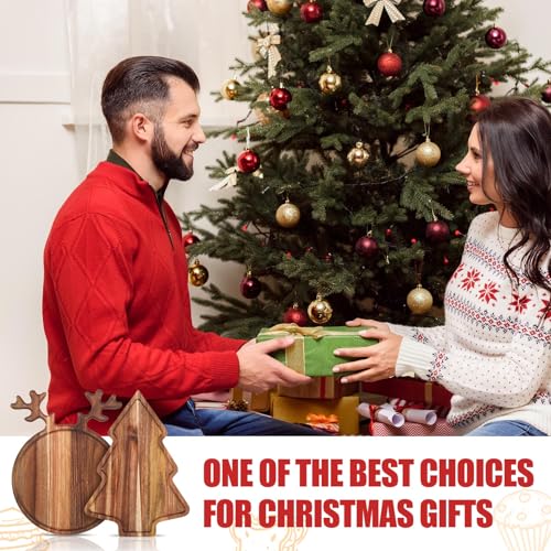 Umigy 2 Pcs Christmas Reindeer and Tree Charcuterie Boards - Acacia Wood