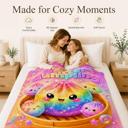 Kids Girl Pink Yellow Dumpling Flannel Throw Blanket 40x50 Inches - Crib Variation