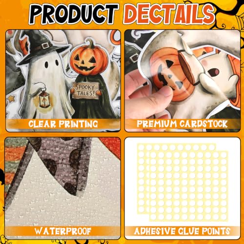 Halloween Ghost Cardboard Cutouts Set - Retro 36 Pieces for Home, Office, Classroom, Party Decoration