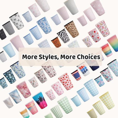 Reusable Insulated Coffee Cup Sleeves 3-Pack - Cottage Charm Variation