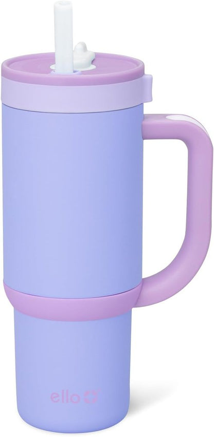 Ello Oasis 18oz Kids Tumbler - Leakproof Insulated Stainless Steel Cup with Handle & Straw | Lavender