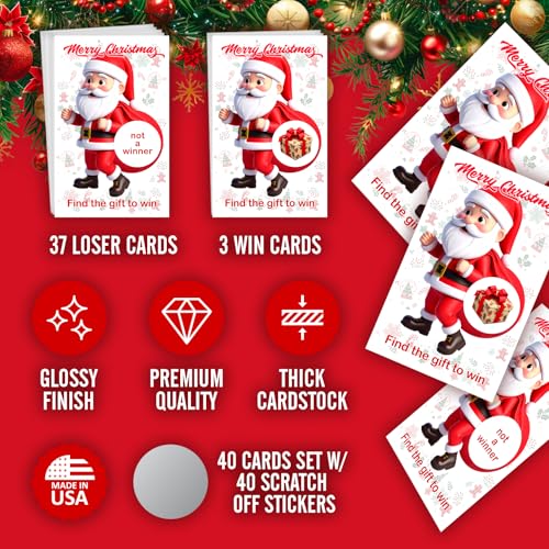 Scratch Off Gift Cards Set of 40 for Christmas & New Year Party Fun