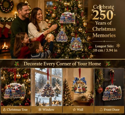 Santa Train 250 Anniversary Christmas Ornament Acrylic Patriotic USA Celebration