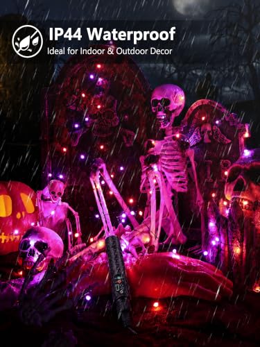 Rechargeable Halloween Fairy Lights 16.4ft 50 LED Orange & Purple 2 Pack