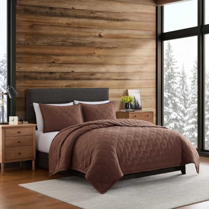 Queen Reversible Quilt Set with Matching Shams - Hendrick Brown Bedding