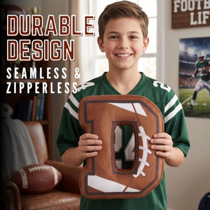 Personalized Football Decor Pillow - Initial J for Men, Coaches, Fans, Bedroom