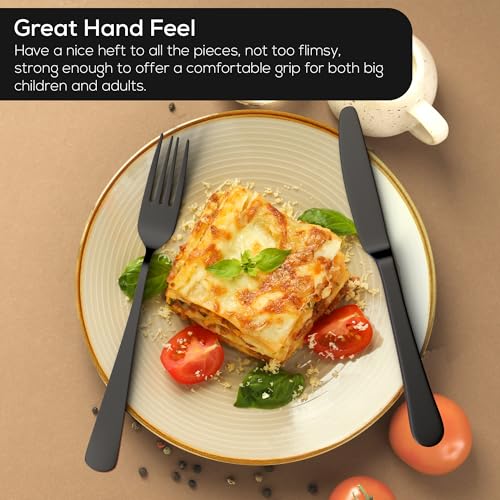 28-Piece Stainless Steel Flatware Set for 4 with Matte Finish - Black and Silverware