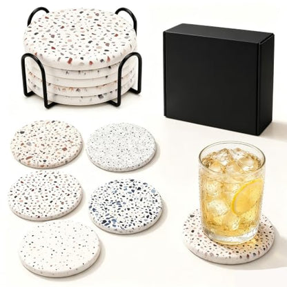 Multicolor Water Absorbing Diatomaceous Earth Coaster Set - 5 Pcs