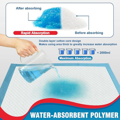 BIGGMED Disposable Bed Pads 30" x 30" 60 Count Super Absorbent Underpads, Chux Thicker Extra Large Incontinence Bed Pads, Pee Pads for Adults, Kids, Elderly, Pets