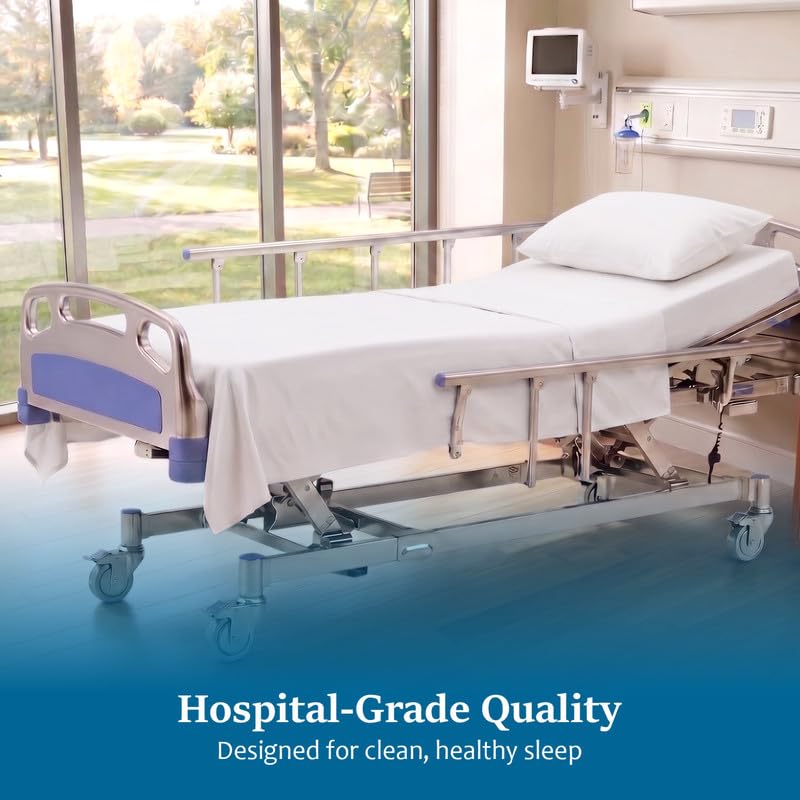 Hospital Bed Sheet Set 36 x 84 Inch 3-Piece Egyptian Cotton 400 Thread Count White Variation of White / Standard 36"X84"X12" Drop