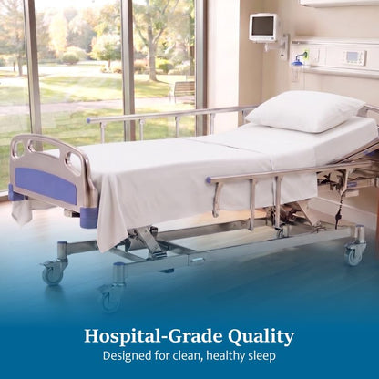 Hospital Bed Sheet Set 36 x 84 Inch 3-Piece Egyptian Cotton 400 Thread Count White Variation of White / Standard 36"X84"X12" Drop