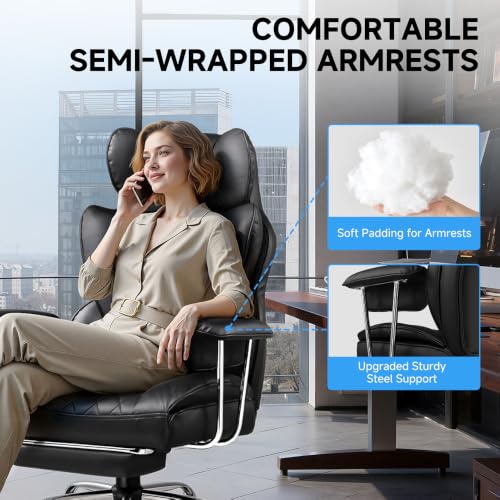 Gaming Office Chair with Pocket Spring Lumbar Support Dblack - Ergonomic Wide PU Leather Seat