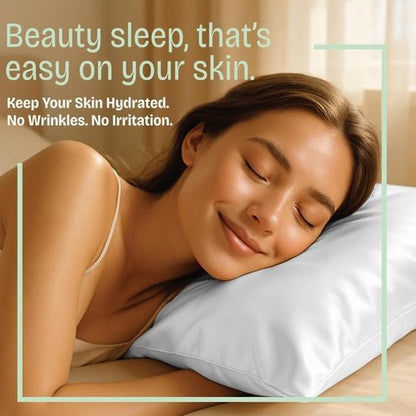 BLISSFORD Satin Pillowcase Set - Soft & Cool Zippered Design for Hair & Skin Care | White, Standard Size - 2 Pack