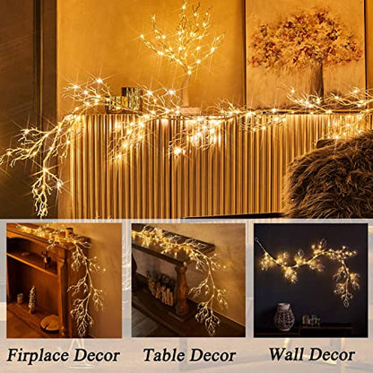 White 6FT Lighted Fairy Garland with Timer 120 LEDs Indoor Outdoor Decor