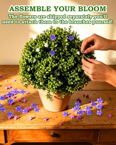 White Artificial Topiary Boxwood Ball Trees 24in, 2 Pack - No Maintenance