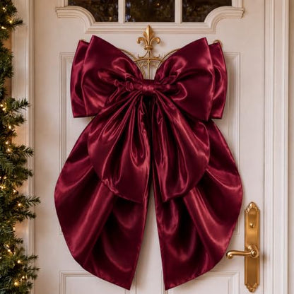 Burgundy Large Christmas Bow Tree Topper 20x32 Inch Satin Holiday Decoration