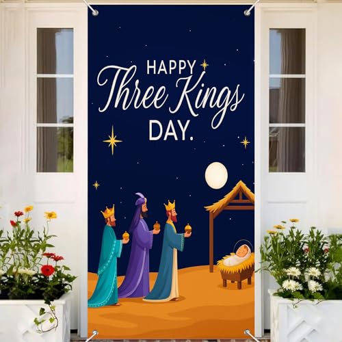 Nativity Three Kings Door Cover 35x71 Inch Holiday Decor - Wise Men Scene
