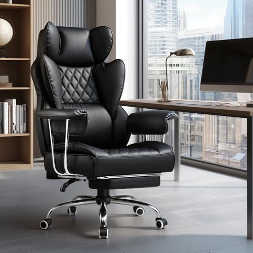 Gaming Office Chair with Pocket Spring Lumbar Support Dblack - Ergonomic Wide PU Leather Seat