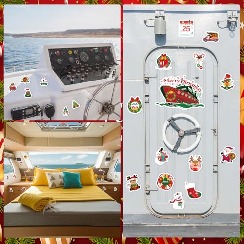 Christmas Cruise Door Magnets - 26-Piece Holiday Decorative Stickers for Refrigerator, Car, Garage, and More