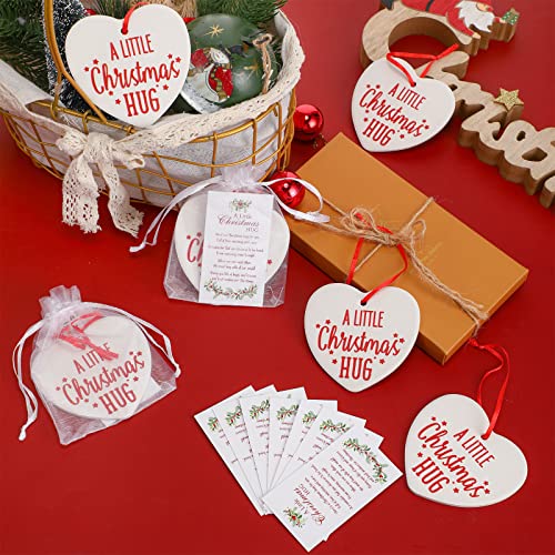 Christmas Heart Ornament Set - 72 Pieces Bulk Holiday Decorations with Cards & Gift Bags - Heart Style