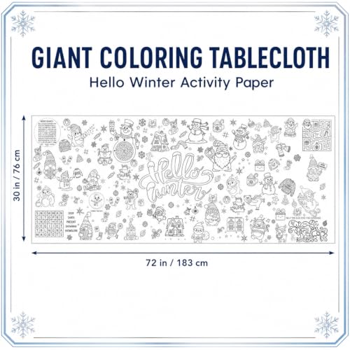 Hello Winter Giant Coloring Poster & Tablecloth - Festive Holiday Activity