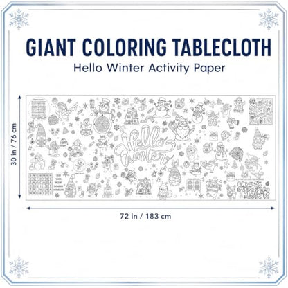 Hello Winter Giant Coloring Poster & Tablecloth - Festive Holiday Activity