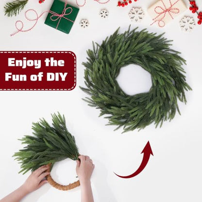 36 Pcs Artificial Norfolk Pine Branches - 17.7 Inch Holiday Greenery Stems