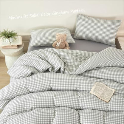 Gray Gingham Bed in a Bag King Size Comforter Set - 5 Pieces