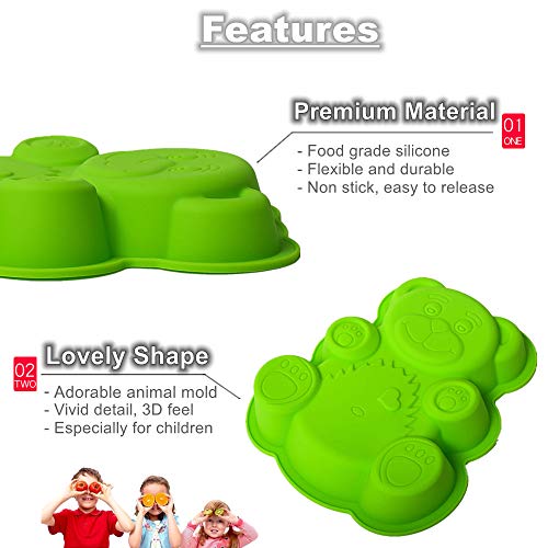 KeepingcooX 3D Bear Mousse Cake Mold Set, Approx. 8.5 Inch Cake Baking Mold - Novelty Silicone Cake Pan for Kids, Nonstick Bakeware, 8.46 x 6.89 x 0.98 Inches (Bear)