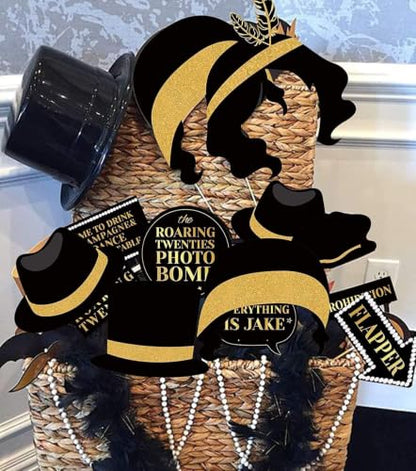 1920s Gatsby Photo Booth Props Set for Roaring 20s Party Decorations
