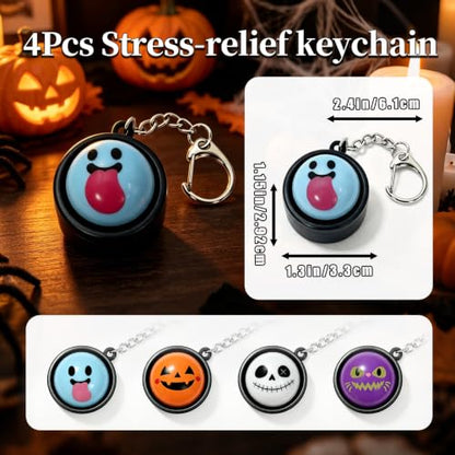 Halloween Fidget Keychain Stress Relief Toy Pack - 4 Spooky Designs