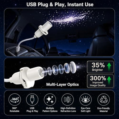 HD Star Projector for Bedroom Ceiling - Galaxy & Ocean Light with 360° Adjustable Angle