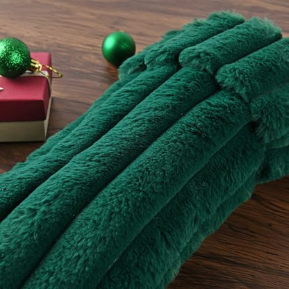 2 Pack 20'' Plush Faux Fur Christmas Stockings - Green + Green