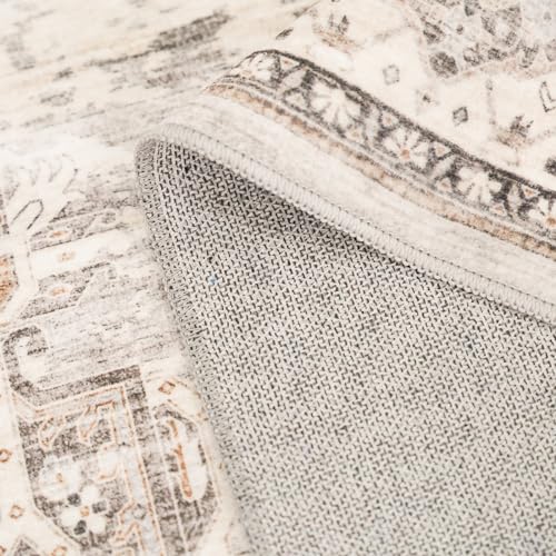 Washable Hallway Runner Rugs 3x8: Soft Ultra Thin Low Pile Carpet Machine Washable Indoor Lightweight Rug Runner Anti Slip Backing Rugs for Living Room Bedroom Kitchen 3'x8' Beige