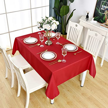 Red Rectangle Waterproof Tablecloth 60x120 Inch - 2 Pack